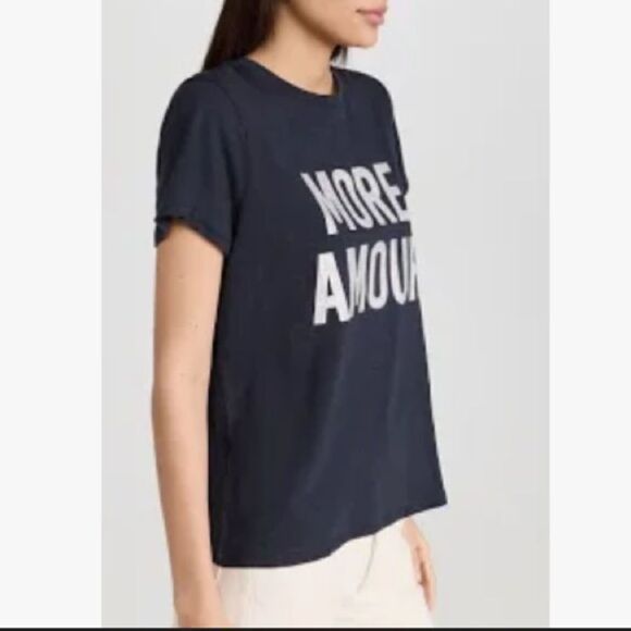 NWT Cinq a Sept More Amour Rhinestone Graphic Tee Navy XS - Picture 7 of 10
